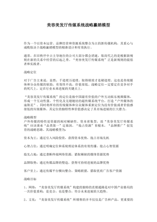 美容美发厅传媒系统战略赢销模型