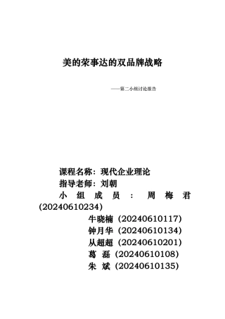 美的荣事达品牌管理与战略管理知识分析报告