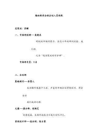翰林新府全程企划人员构架