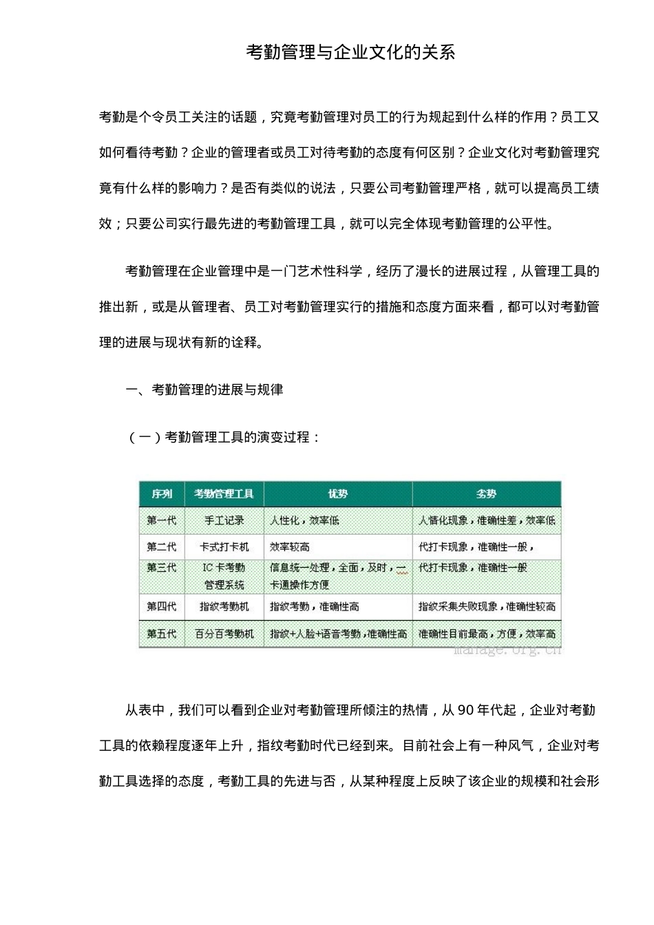 考勤管理与企业文化的关系应用_第1页