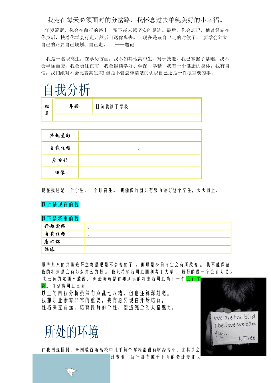 职高生会计专业职业规划_第1页