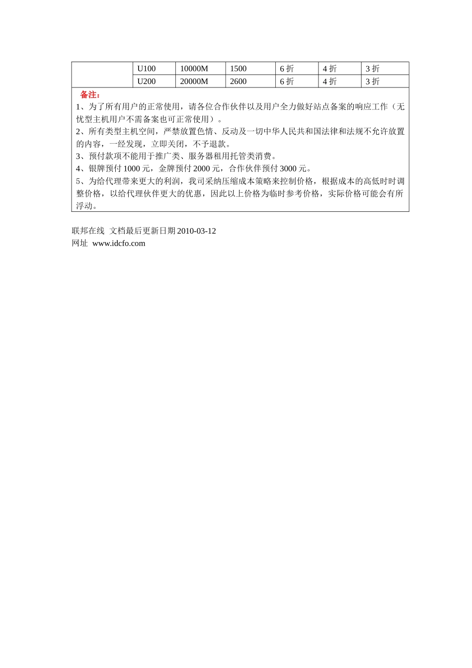 联邦在线基础类产品合作伙伴价格说明_第3页