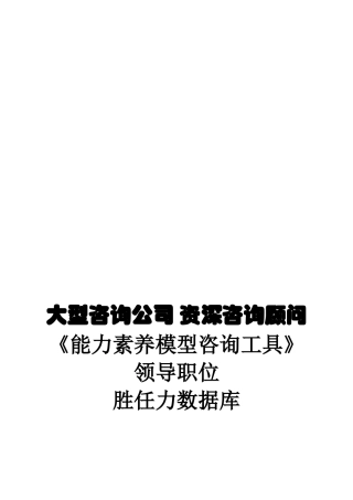 能力素质模型咨询工具