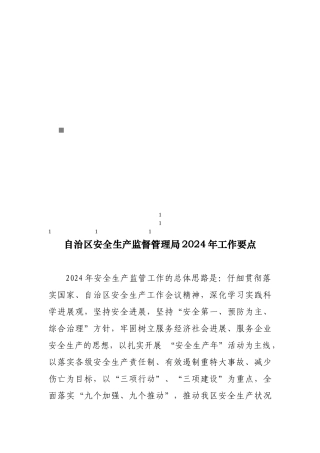 自治区安全生产监督管理局年度工作要点