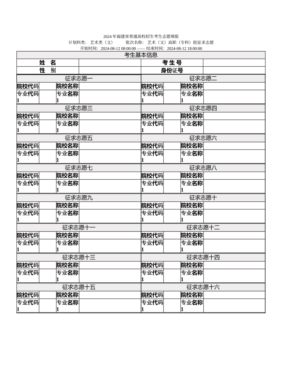 艺术(文)高职(专科)批征求志愿_第1页