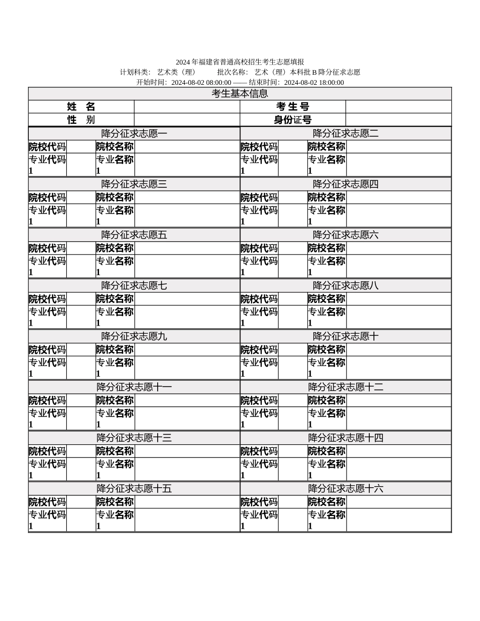 艺术本科批B降分征求志愿_第1页