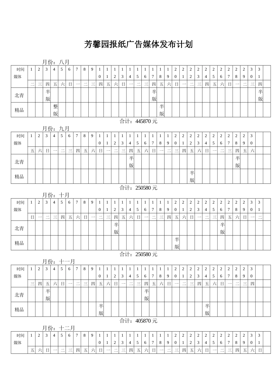 芳馨园报纸广告媒体发布计划_第1页