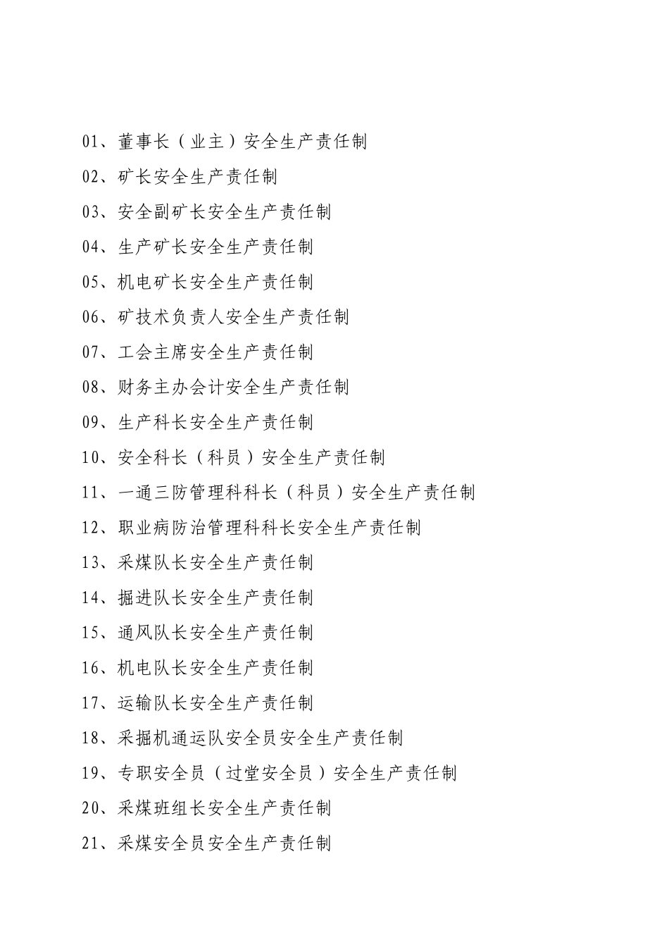 荣昌县金鸿煤业有限公司各工种岗位责任制_第3页