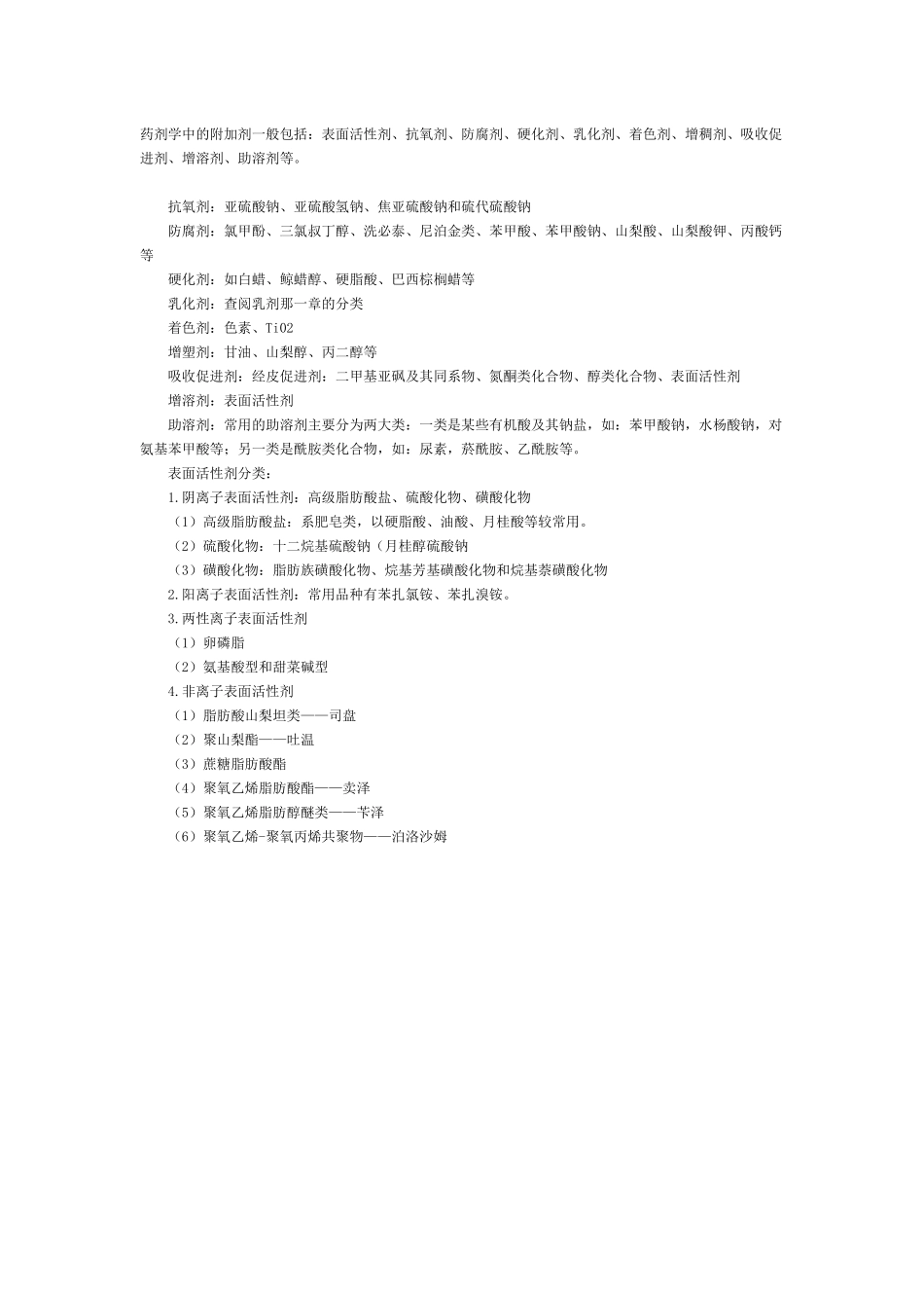 药剂学-附加剂小总结_第1页