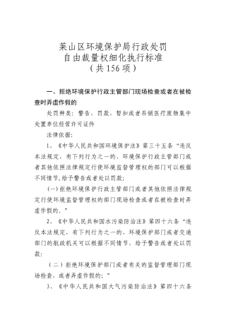 莱山区环境保护局行政处罚