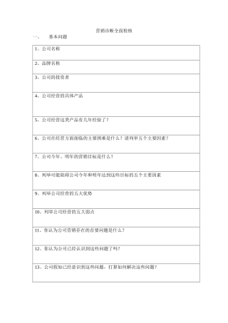 营销诊断全面检核