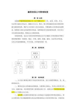 融资担保公司管理制度范本