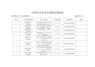 行政许可事项办理情况明细表