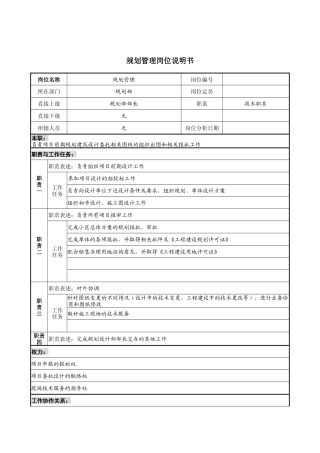 规划管理岗位说明书