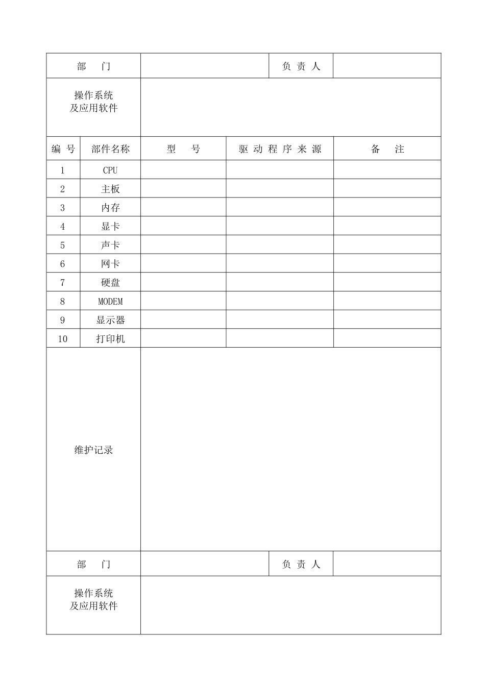 计算机档案表范本_第1页