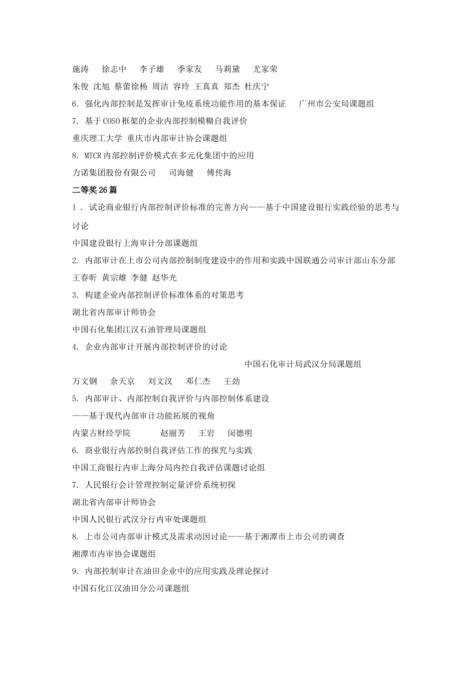 论内部审计与内部控制体系建设获奖名单_第3页