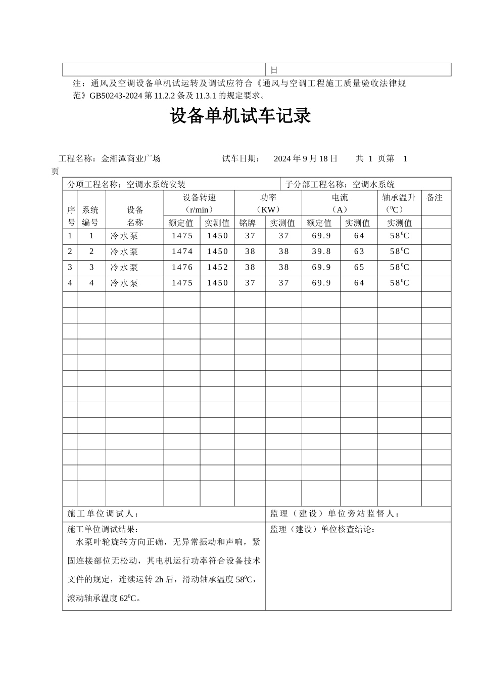 设备单机试车记录_第2页