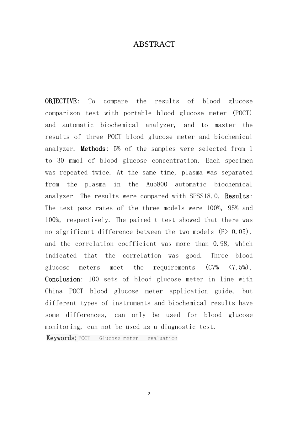 POCT血糖仪与Au5800生化分析仪的比对评估分析_第3页