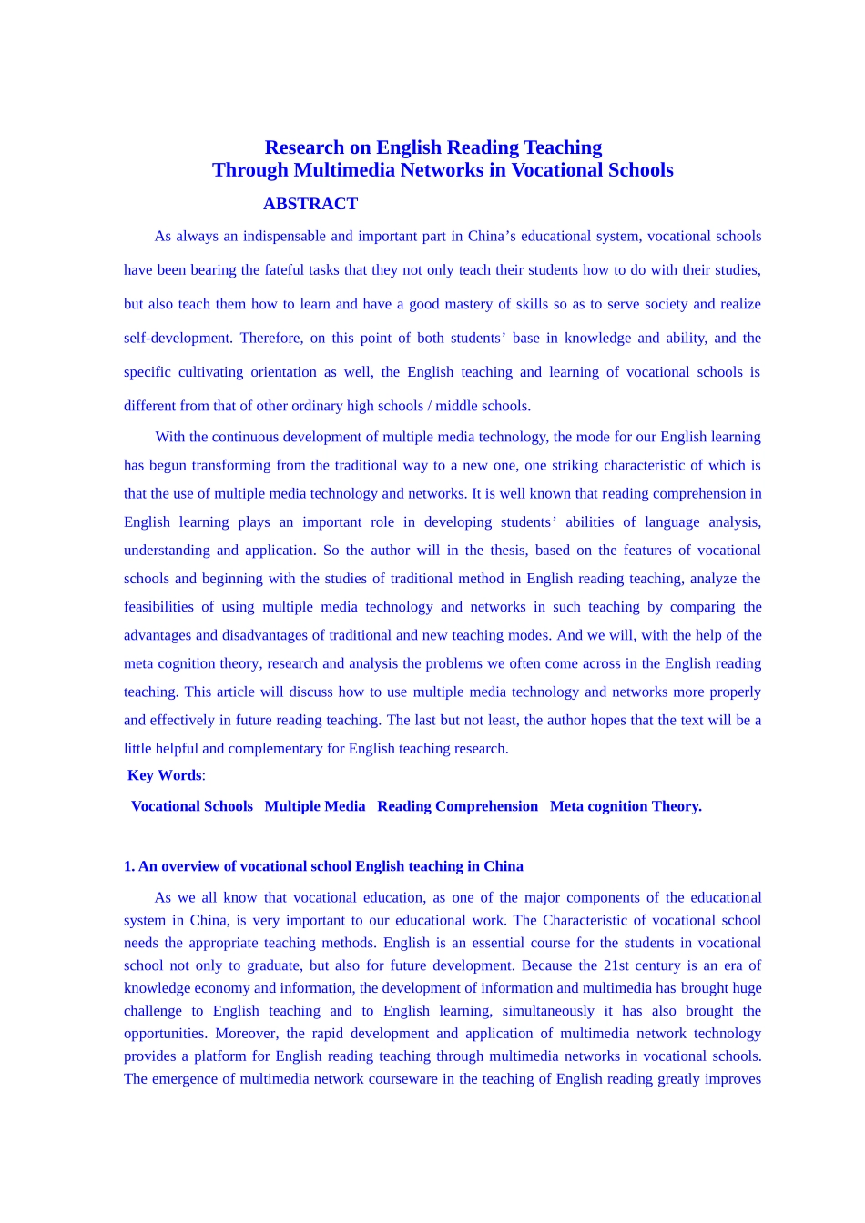 Research on English Reading Teaching_第1页