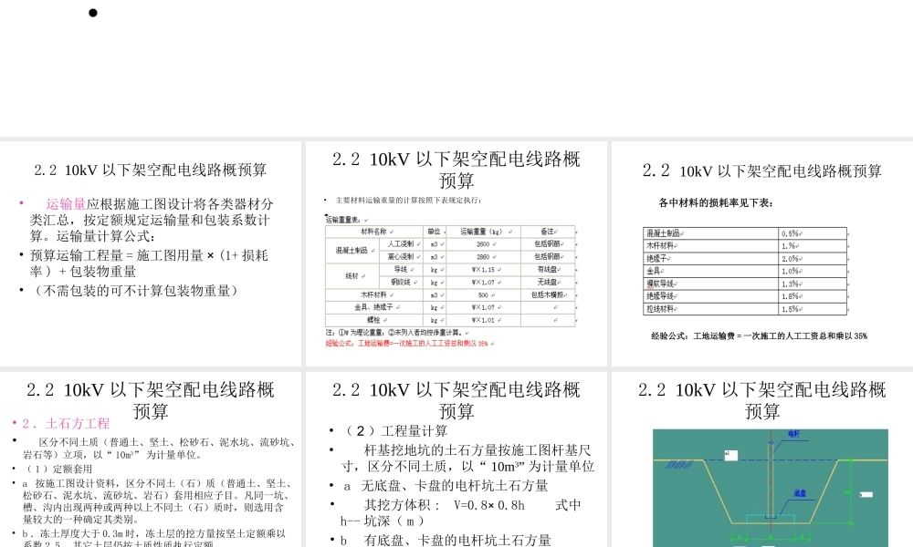 10KV架空线路预算案例