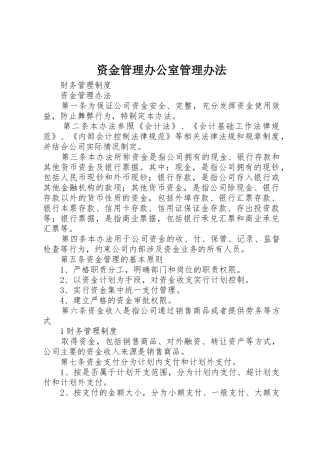 资金管理办公室管理办法