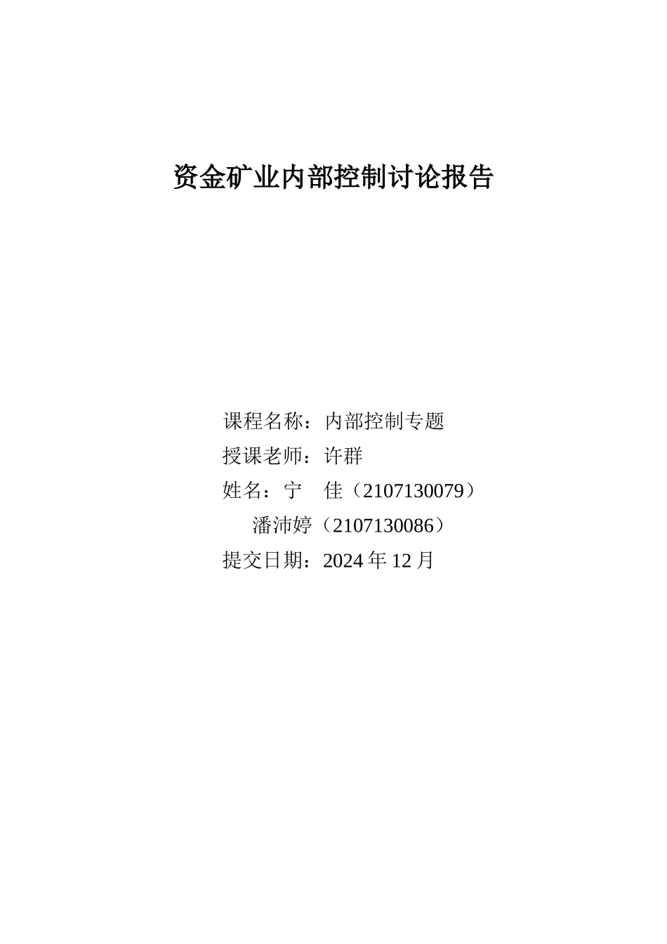 资金矿业内部控制与分析_第1页