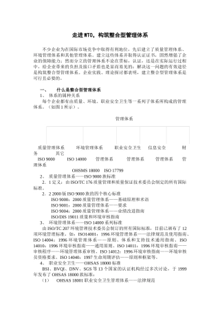 走进wto，构筑整合型管理体系