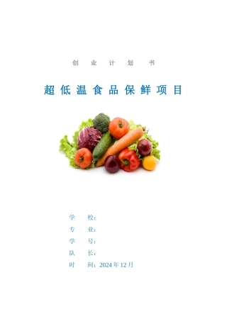 超低温食品保鲜项目创业计划书