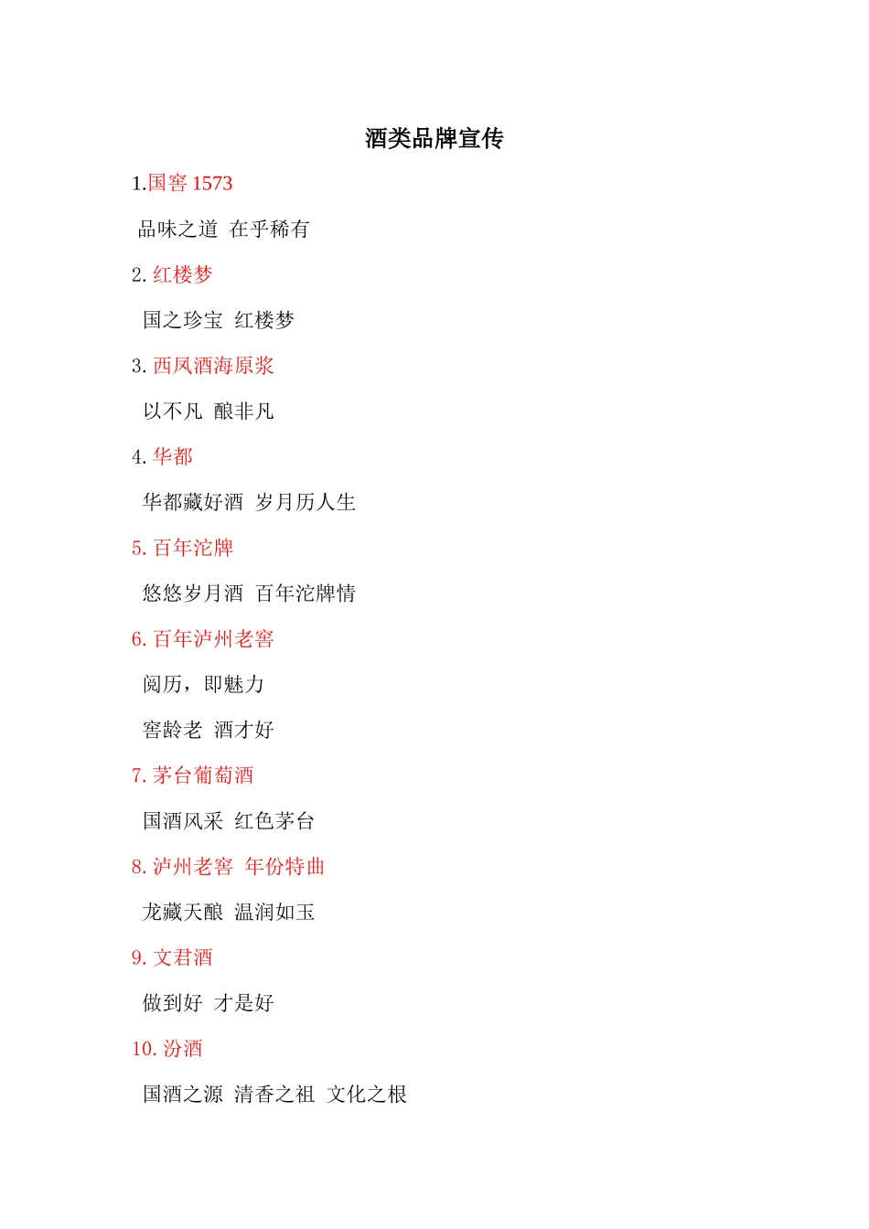 超全经典酒类品牌宣传软文广告词_第1页