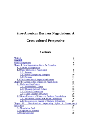 Sino-American Business Negotiations  A Cross-cultural Perspective