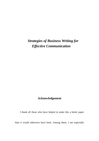 Strategies of Business Writing for Effective Communication