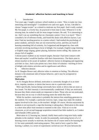 Students’ affective factors and teaching in favor