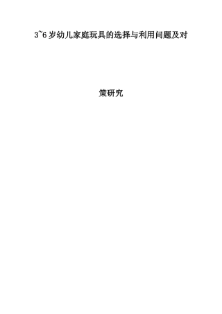 3~6岁幼儿家庭玩具的选择与利用问题及对策研究  学前教育专业