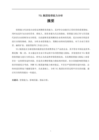 TCL集团偿债能力分析  会计财务管理专业
