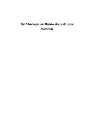 The Advantages and Disadvantages of Digital Marketing