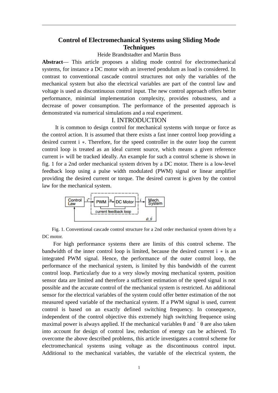Control of Electromechanical Systems using Sliding Mode Techniques_第1页