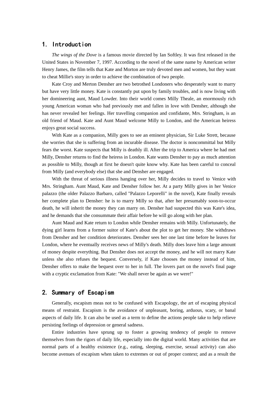 the Escapism of Densher in the Wings of the Dove_第2页