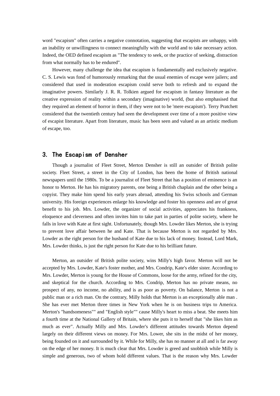 the Escapism of Densher in the Wings of the Dove_第3页