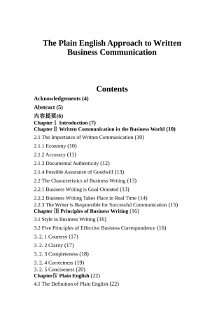 The Plain English Approach to Written Business Communication
