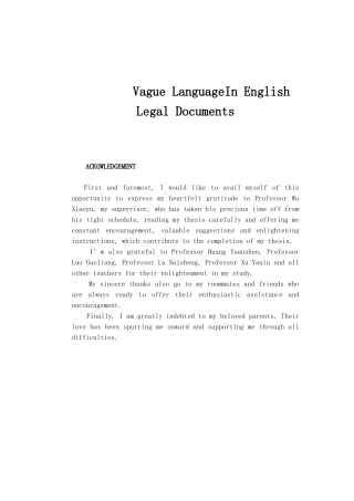 Vague LanguageIn English Legal Documents