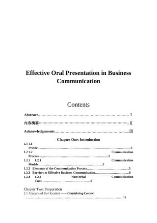Effective Oral Presentation in Business Communication
