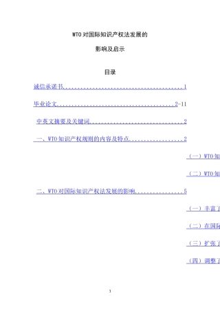 WTO对国际知识产权法发展的影响及启示  法学专业