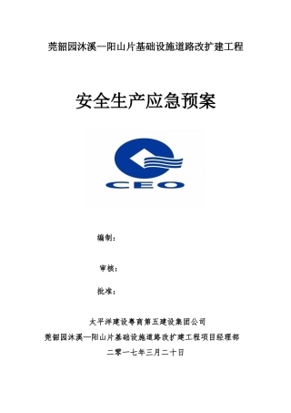 道路改扩建工程安全生产应急预案