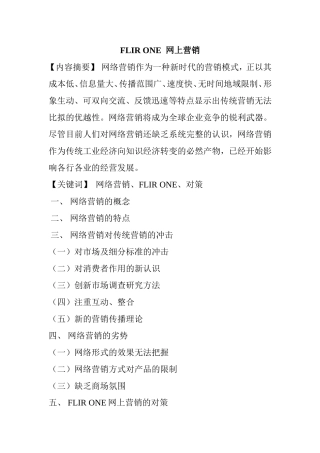 FLIR ONE  网上营销分析研究  电子商务专业