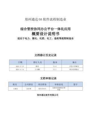 郑州通达OA流程制造业协同办公综合管控一体化应用平台解决方案