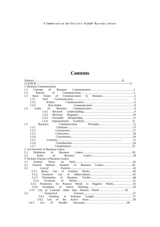 A Communicative and Stylistic StudyOf Business Letters