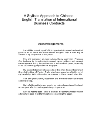 A Stylistic Approach to Chinese-English Translation of International Business Contracts