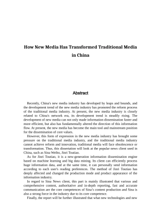 How New Media Has Transformed Traditional Media in China
