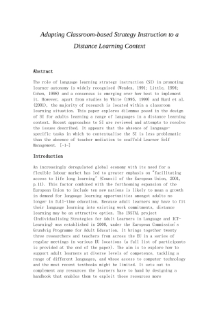 Adapting Classroom-based Strategy Instruction to a Distance Learning Context