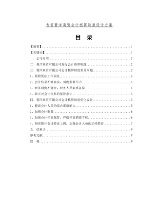 吉首菁洋商贸会计核算制度设计方案